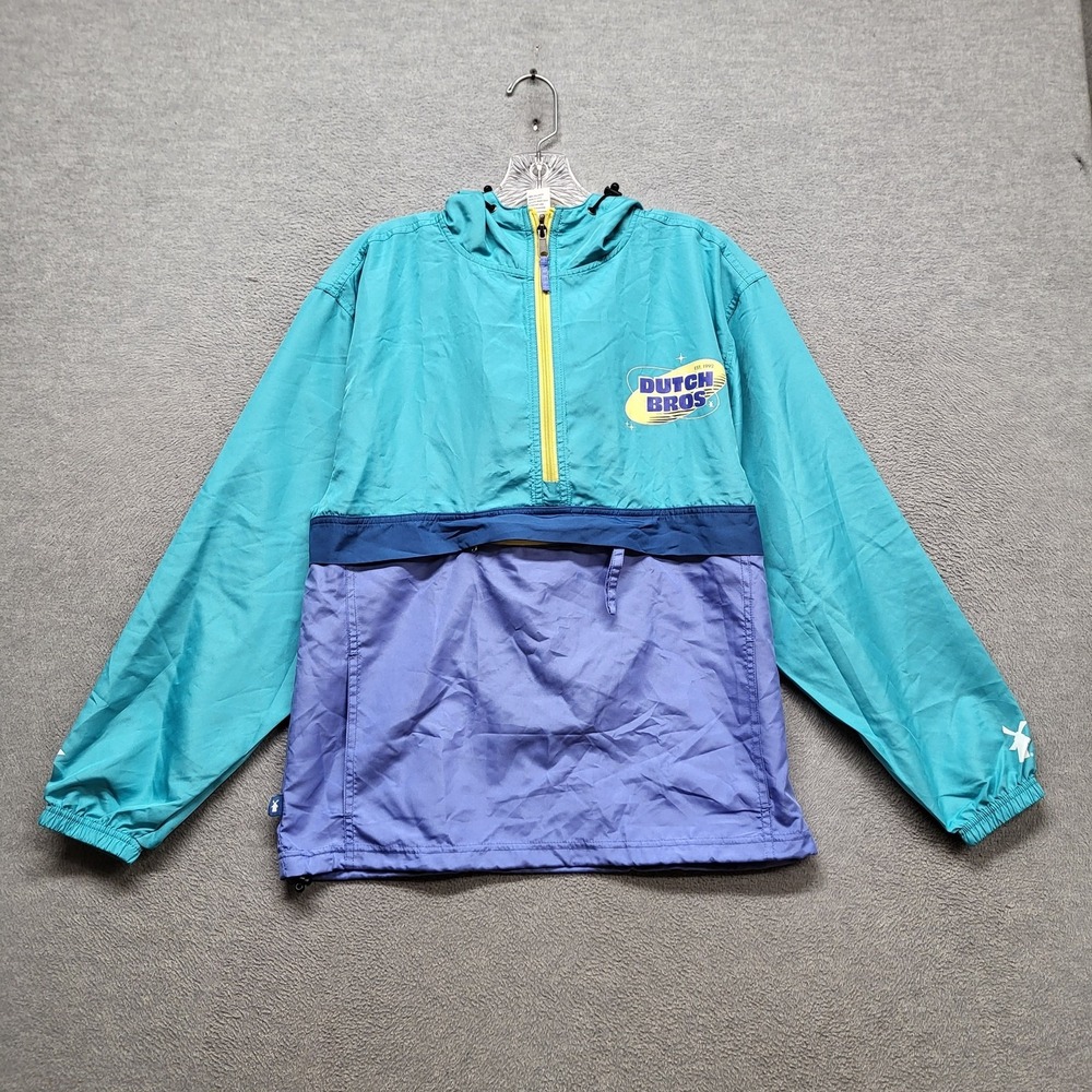 Dutch Bros‎ Coffee Men Jacket S Blue Windbreaker Colorblock